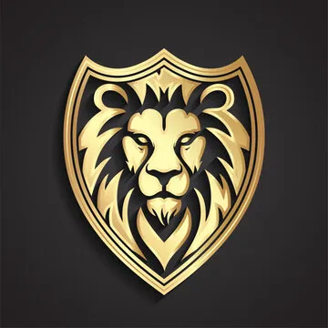 深色背景金色狮子徽章象征棋牌博弈的尊贵
